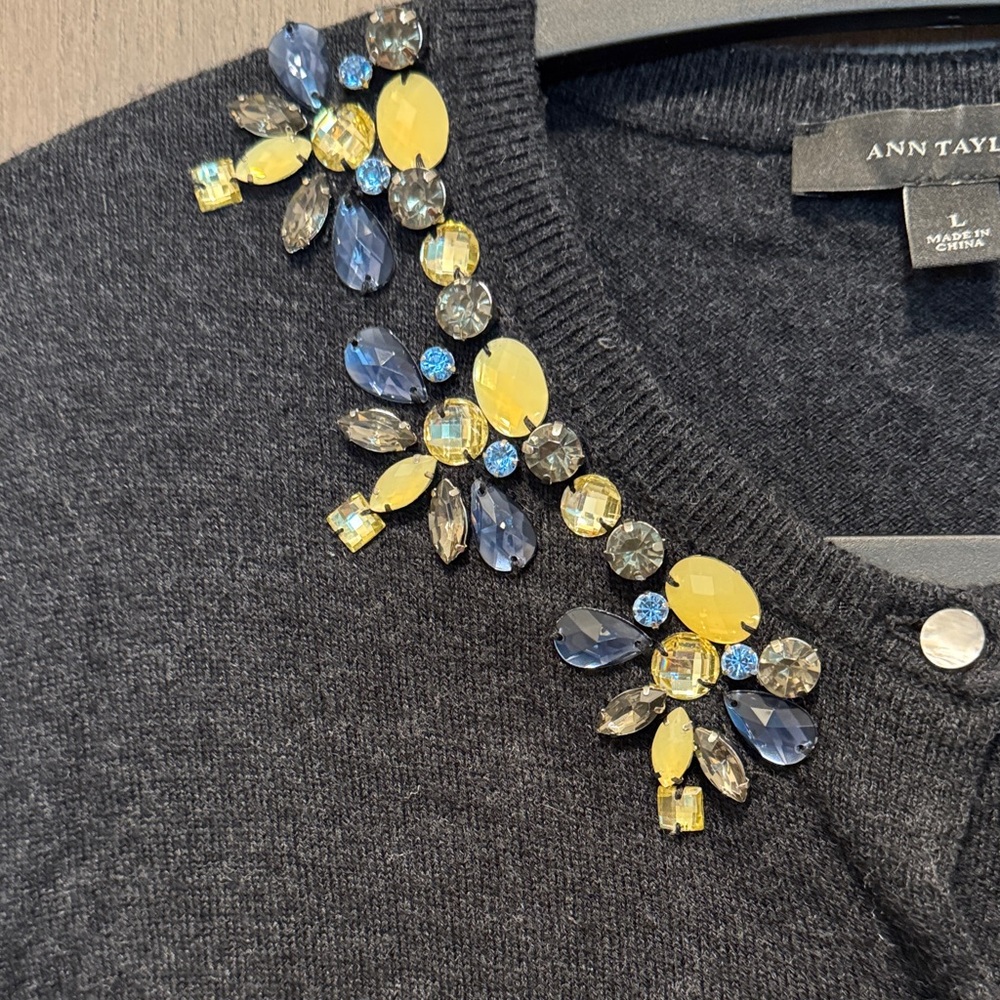 Ann Taylor Black Cardigan with Jewel Embellishments - Picture 4 of 5